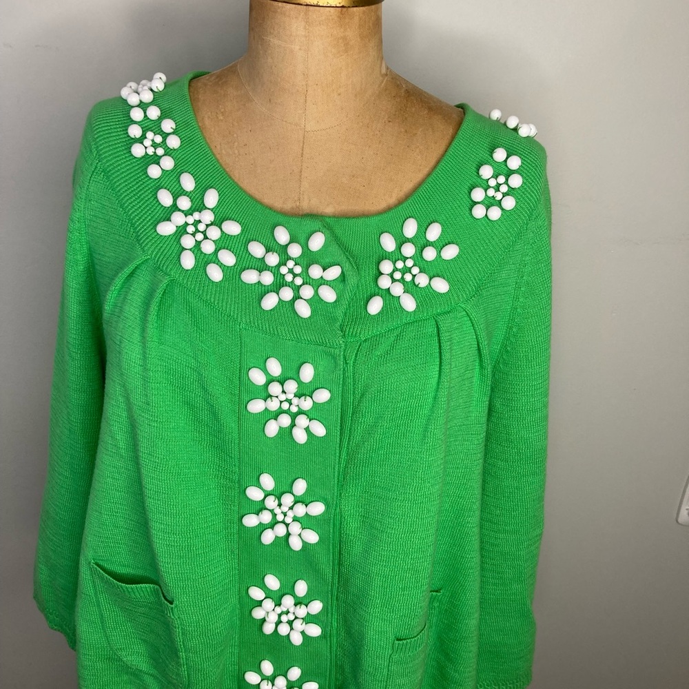 Pretty Lime Green Beaded Milly If New York Sweater